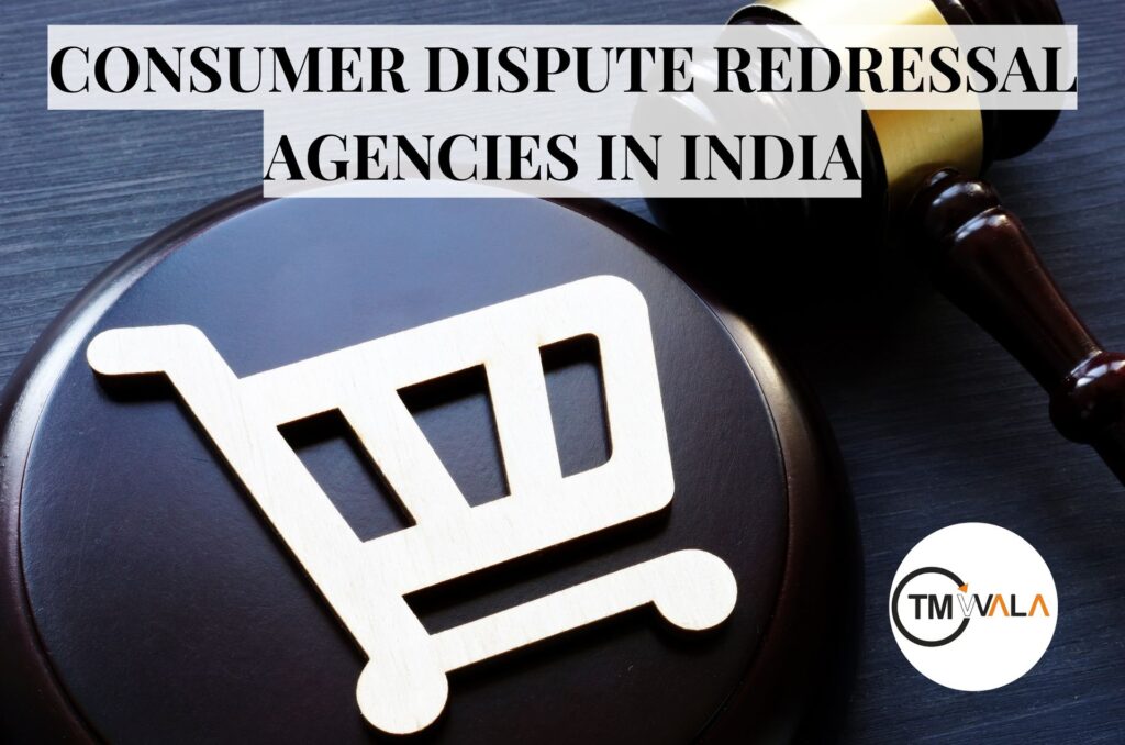 Consumer dispute redressal agencies in India represented by a shopping cart symbol and a judge’s gavel.