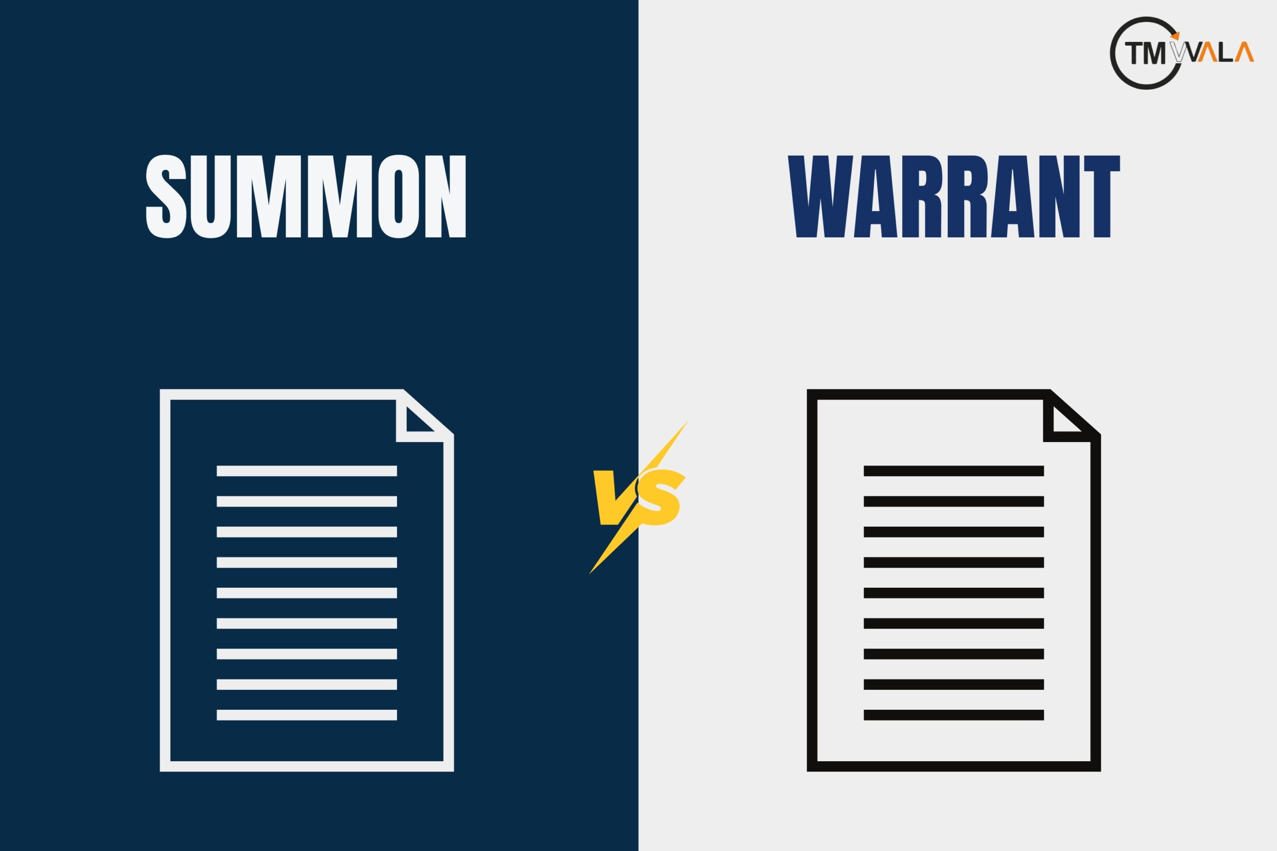 comparison between a legal summon and warrant.