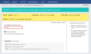 LUT Certificate Under GST: Registration, Filing Process, Validity & Form GST RFD-11 4 LUT Certificate Under GST – Step 3 of the LUT filing process on the GST portal